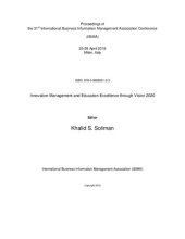 book Proceedings of the 31st International Business Information Management Association Conference (IBIMA); Innovation Management and Education Excellence through Vision 2020