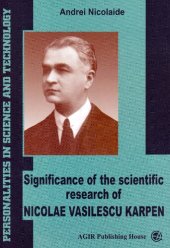 book Significance of the scientific research of Nicolae Vasilescu Karpen