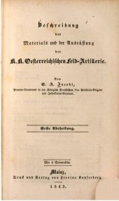 book Beschreibung des Materials und der Ausrüstung der k. k. österreichischen Feldartillerie