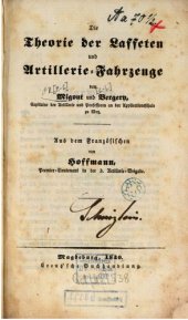 book Die Theorie der Lafetten und Artillerie-Fahrzeuge