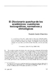 book El Diccionario quechua de los académicos (Academia Mayor de la Lengua Quechua del Cuzco). Cuestiones lexicográficas, normativas y etimológicas