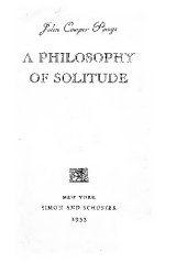 book A Philosophy of Solitude