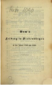 book Bems Feldzug in Siebenbürgen in den Jahren 1848 und 1849