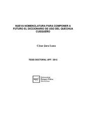 book Nueva nomenclatura para componer a futuro el diccionario de uso del quechua cuzqueño