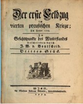 book Der erste Feldzug im vierten Preußischen Kriege im Jahre 1778 ; Im Gesichtspunkte des Winterstandes