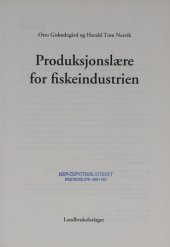 book Produksjonslære for fiskeindustrien