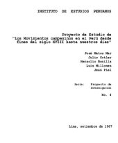 book Proyecto de Estudio de "Los Movimientos campesinos en el Perú desde fines del siglo XVIII hasta nuestros días"