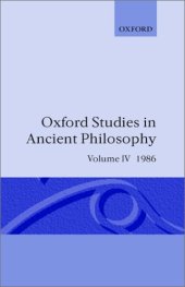 book Oxford Studies in Ancient Philosophy, Volume IV: A Festschrift for J. L. Ackrill