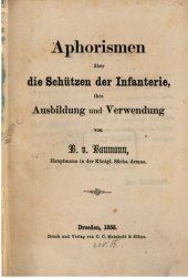 book Aphorismen über die Schützen der Infanterie, ihre Ausbildung und Verwendung