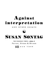 book Against interpretation, and other essays.