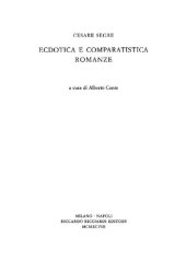 book Ecdotica e comparatistica romanze