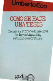 book Cómo se hace una tesis. Técnicas y procedimientos de investigación, estudio y escritura