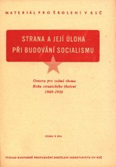 book Strana a její úloha při budování socialismu