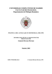 book Política del lenguaje en Honduras, 1502-1991