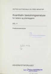 book Kvantitativ beslutningsanalyse for ledere og planleggere. 2 : Preferanseanalyse