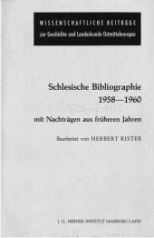 book Schlesische Bibliographie 1958-1960 mit Nachträgen aus früheren Jahren