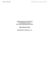 book Estrategias políticas y gobierno local en Lima Metropolitana