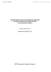 book Percepciones ciudadanas sobre el proceso de descentralización del Estado: una aproximación cualitativa