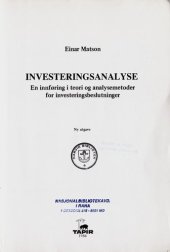 book Investeringsanalyse : en innføring i teori og analysemetoder for investeringsbeslutninger