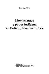 book Movimientos y poder indígena en Bolivia, Ecuador y Perú