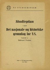 book Studieplan i emnet. Det nasjonale og historiske grunnlag for NS