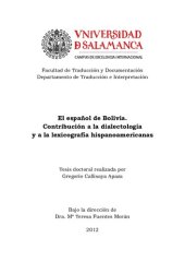 book El español de Bolivia. Contribución a la dialectología y a la lexicografía hispanoamericanas