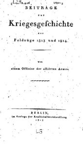 book Beiträge zur Kriegesgeschichte der Feldzüge 1813 und 1814