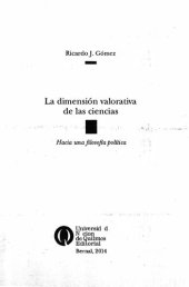 book La dimensión valorativa de las ciencias. Hacia una filosofía política