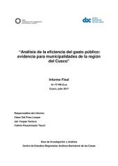 book Análisis de la eficiencia del gasto público: evidencia para municipalidades de la región del Cuzco. Informe Final