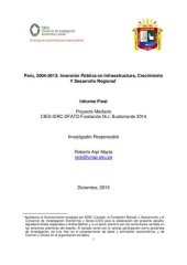 book Perú, 2004-2013: Inversión Pública en Infraestructura, Crecimiento Y Desarrollo Regional. Informe Final