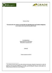 book Construcción de criterios territoriales de identificación de Pueblos Indígenas en el marco de la Ley de Consulta Previa (Perú). Informe Final