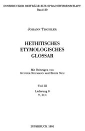 book Hethitisches etymologisches Glossar. Teil 3. Lief. 8-10 (T)