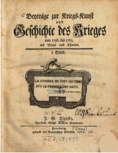 book Beiträge zur Kriegskunst und Geschichte des Krieges von 1756 bis 1763 mit Plans und Karten