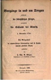 book Vorgänge in und um Torgau während des Siebenjährigen Krieges , namentlich die Schlacht bei Süptitz am 3. November 1760