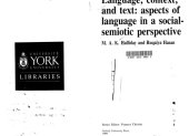 book Language, Context, and Text: Aspects of Language in a Social-Semiotic Perspective 