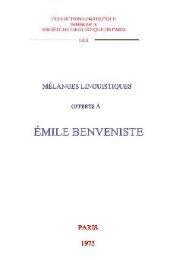 book Mélanges linguistiques offerts à Émile Benveniste