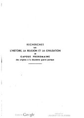 book Recherches sur l'histoire, la religion et la civilisation de Capoue préromaine: des origines à la deuxième guerre punique