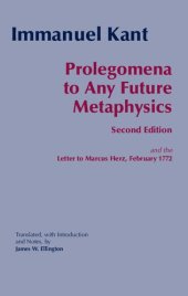 book Prolegomena to Any Future Metaphysics (Second Edition) and the Letter to Marcus Herz, February 1772