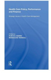 book Health Care Policy, Performance and Finance: Strategic Issues in Health Care Management