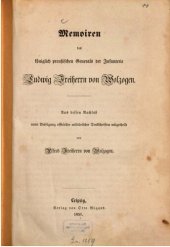 book Memoiren des königlich preußischen Generals der Infanterie Ludwig Freiherrn von Wolzogen