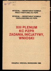 book XIII Plenum KC PZPR: zadania, inicjatywy, wnioski