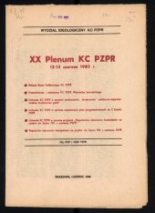 book XX Plenum KC PZPR 12-13 czerwca 1985 r.