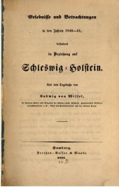 book Erlebnisse und Betrachtungen in den Jahren 1848-51, besonders in Beziehung auf Schleswig-Holstein