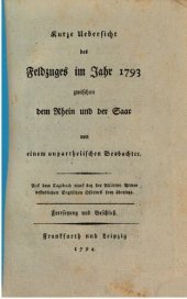 book Kurze Übersicht des Feldzuges im Jahr 1793 zwischen dem Rhein und der Saar