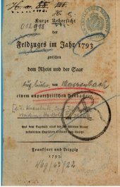 book Kurze Übersicht des Feldzuges im Jahr 1793 zwischen dem Rhein und der Saar