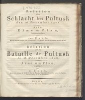 book Relation der Schlacht bei Pultusk den 26. Dezember 1806 / Relation de la Bataille de Pultusk le 26 decembre 1806