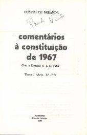 book Comentários à Constituição de 1967 - tomo I (1) - arts. 1-7