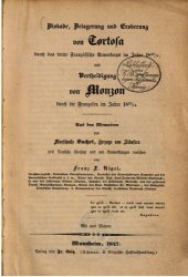 book Blockade, Belagerung und Eroberung von Tortosa durch das dritte französische Armeekorps im Jahre 1910/11 und Verteidigung von Monzon durch die Franzosen im Jahre 1813/14