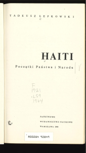 book Haiti: Początki Państwa i Narodu