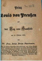 book Prinz von Louis von Preußen und der Tag von Saalfeld am 10. Oktober 1806